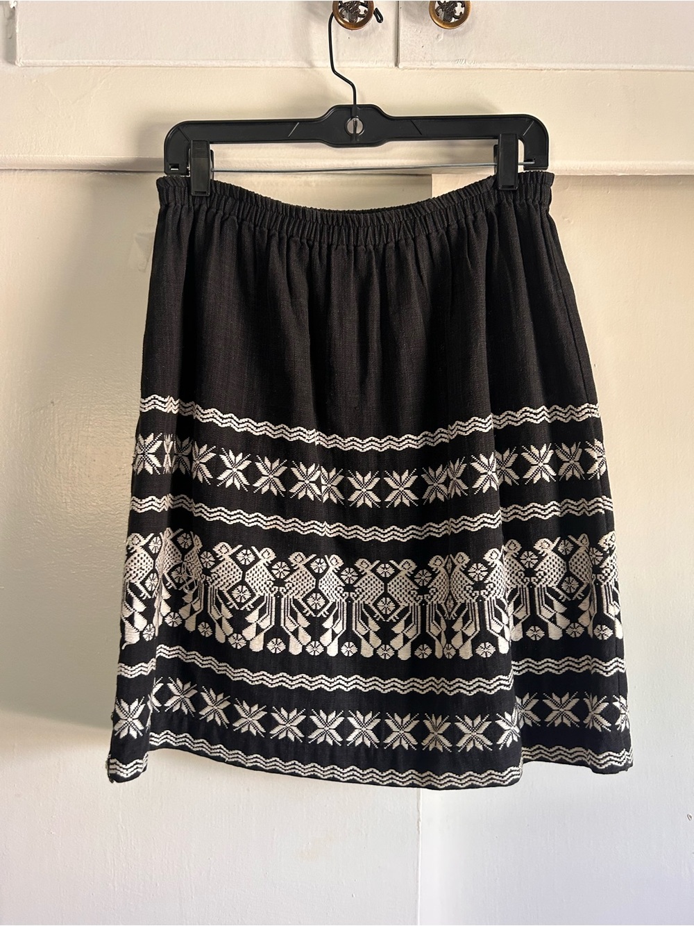 Vintage Guatemalan Black and white mini skirt.
